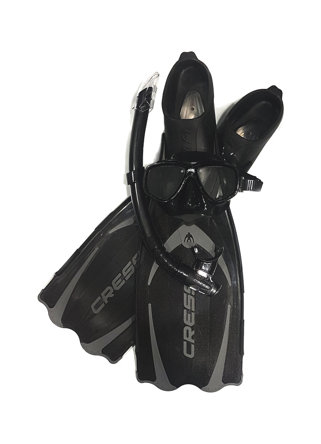 kit máscara + tubo + aletas cressi pluma perla + gamma para buceo